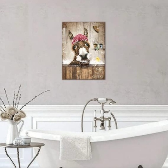 Bathroom Decor Funny Canvas Wall Art Donkey Picture Decor Farmhouse NEW 12 X 16 - Picture 10 of 15